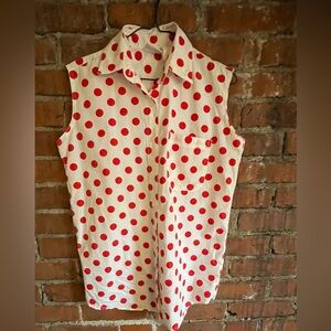 Vintage red polka-dot sleeveless button down Simply Basics - M/L
